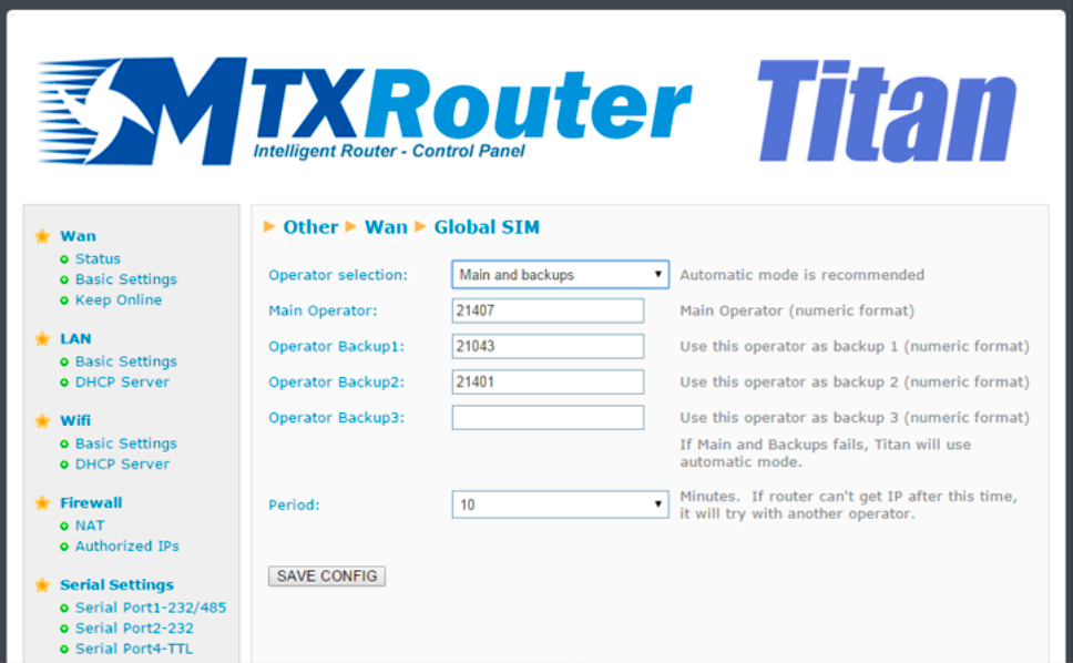 Titan User Manual - WAN Global SIM